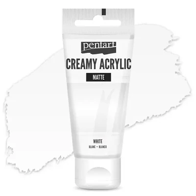 Vopsea cremoasă acrilică Pentart, mată , 60 ml - alb