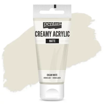 Vopsea cremoasă acrilică Pentart, mată , 60 ml - alb crem
