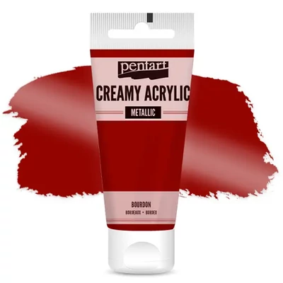 Vopsea cremoasă acrilică Pentart, metal, 60 ml - visiniu