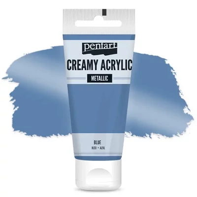 Vopsea cremoasă acrilică Pentart, metal, 60 ml - albastru