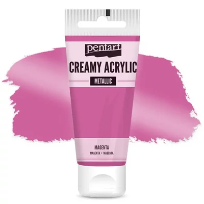 Vopsea cremoasă acrilică Pentart, metal, 60 ml - magenta
