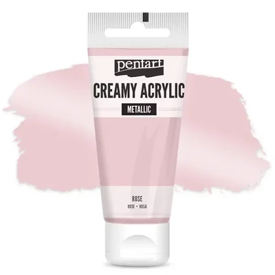 Vopsea cremoasă acrilică Pentart, metal, 60 ml - roz
