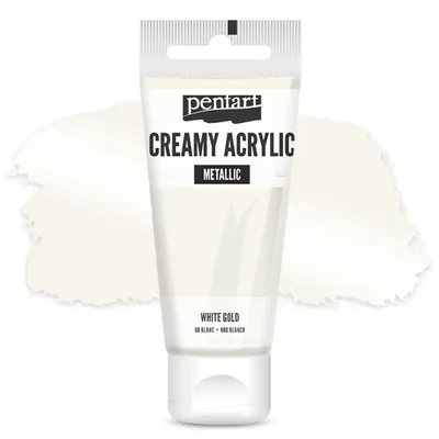 Vopsea cremoasă acrilică Pentart, metal, 60 ml - aur alb