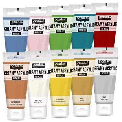 Vopsea cremoasă acrilică Pentart, metal, 60 ml - in diverse culori