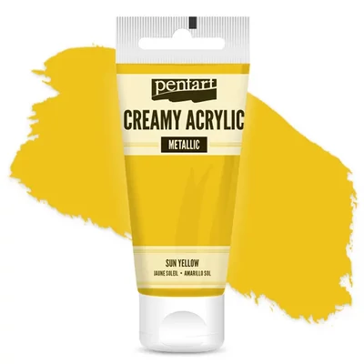 Vopsea cremoasă acrilică Pentart, lucios ca mătasea, 60 ml - galben ca soarele