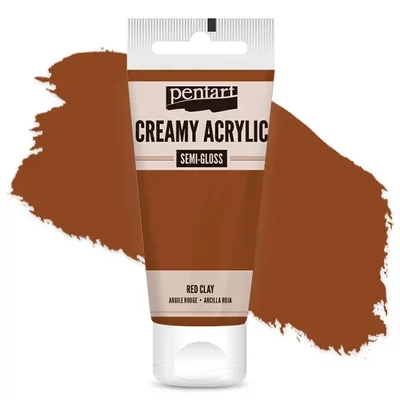 Vopsea cremoasă acrilică Pentart, lucios ca mătasea, 60 ml - argilă roșie