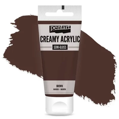 Vopsea cremoasă acrilică Pentart, lucios ca mătasea, 60 ml - maro