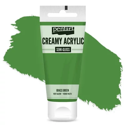 Vopsea cremoasă acrilică Pentart, lucios ca mătasea, 60 ml - verde iarbă