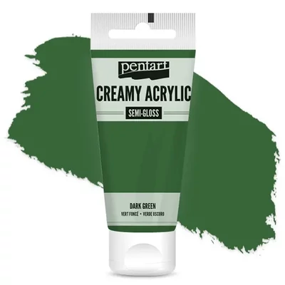 Vopsea cremoasă acrilică Pentart, lucios ca mătasea, 60 ml - verde închis