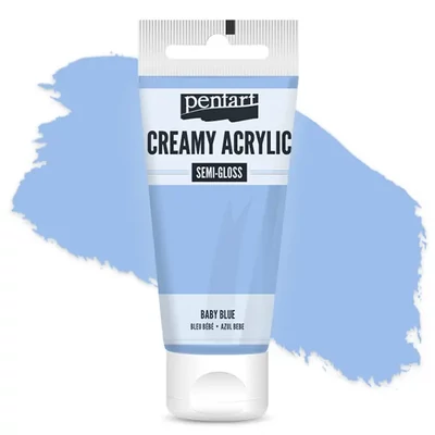 Vopsea cremoasă acrilică Pentart, lucios ca mătasea, 60 ml - albastru pentru bebeluși