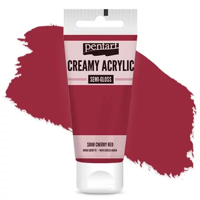 Vopsea cremoasă acrilică Pentart, lucios ca mătasea, 60 ml - roșu-vișiniu