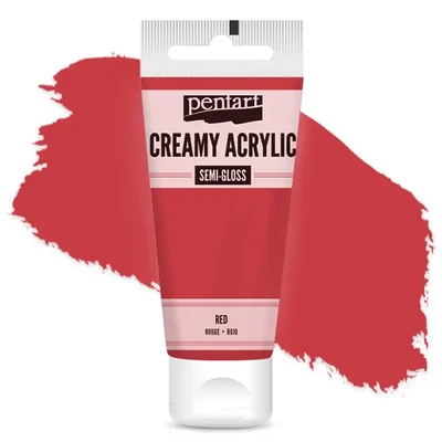 Vopsea cremoasă acrilică Pentart, lucios ca mătasea, 60 ml - roșu