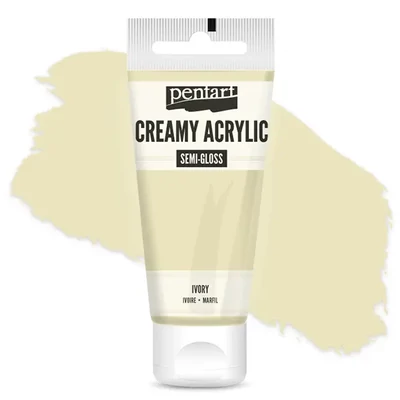 Vopsea cremoasă acrilică Pentart, lucios ca mătasea, 60 ml - fildeș