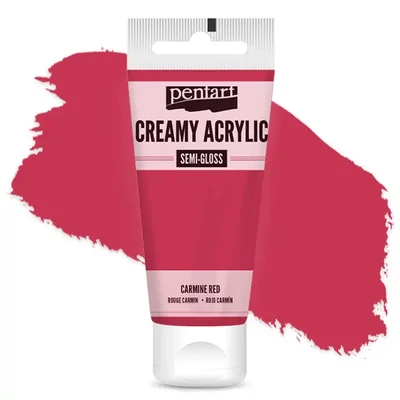 Vopsea cremoasă acrilică Pentart, lucios ca mătasea, 60 ml - roșu carmin