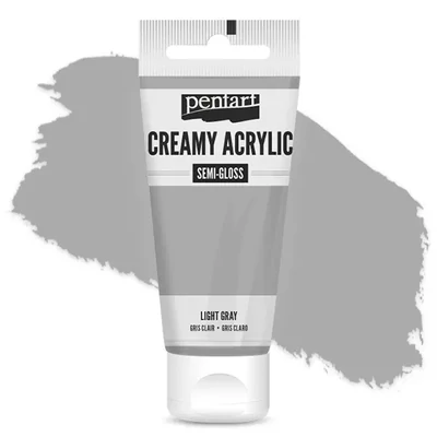 Vopsea cremoasă acrilică Pentart, lucios ca mătasea, 60 ml - gri deschis