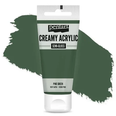 Vopsea cremoasă acrilică Pentart, lucios ca mătasea, 60 ml - verde de pin
