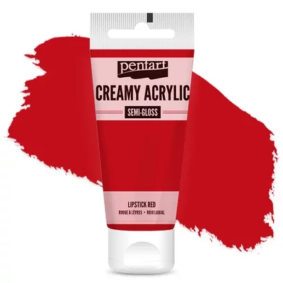Vopsea cremoasă acrilică Pentart, lucios ca mătasea, 60 ml - ruj roșu