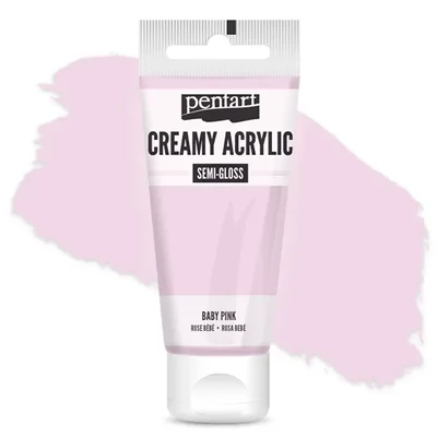 Vopsea cremoasă acrilică Pentart, lucios ca mătasea, 60 ml - roz bebeluș
