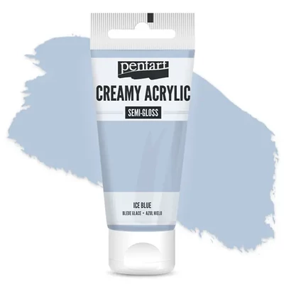Vopsea cremoasă acrilică Pentart, lucios ca mătasea, 60 ml - albastru gheață
