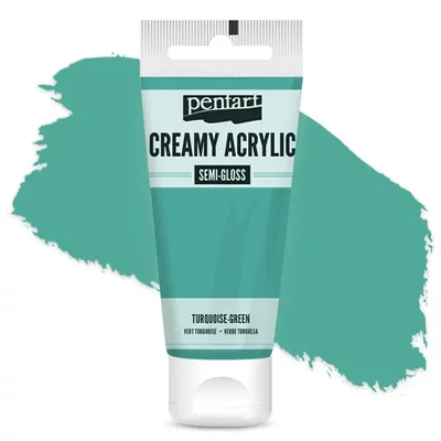 Vopsea cremoasă acrilică Pentart, lucios ca mătasea, 60 ml - verde turcoaz