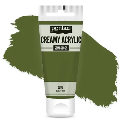 Vopsea cremoasă acrilică Pentart, lucios ca mătasea, 60 ml - măslin