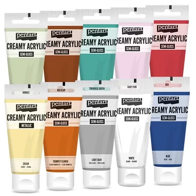 Vopsea cremoasă acrilică Pentart, lucios ca mătasea, 60 ml - in diverse culori