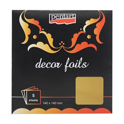 Folie decorativă Pentart, 14 × 14 cm, 5 buc. – aurie