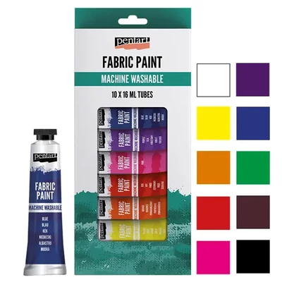 Set de vopsele textile Pentart, în tuburi – 10x16 ml