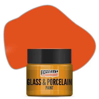 Vopsea pe bază de apă pentru sticlă și porțelan Pentart , 30 ml – portocaliu