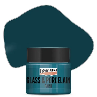 Vopsea pe bază de apă pentru sticlă și porțelan Pentart , 30 ml – verde turcoaz