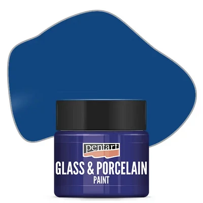Vopsea pe bază de apă pentru sticlă și porțelan Pentart , 30 ml – albastru