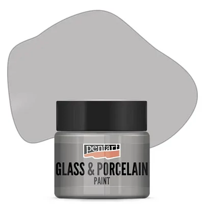 Vopsea pe bază de apă pentru sticlă și porțelan Pentart , 30 ml – argint