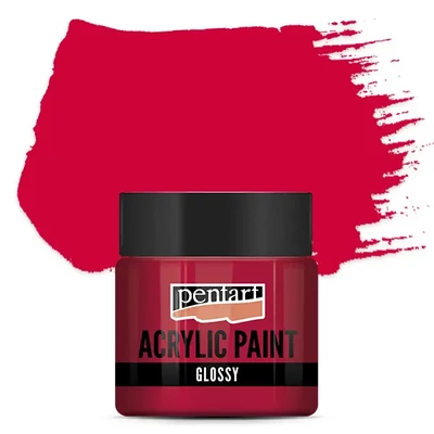 Vopsea acrilică lucioasă Pentart, 50 ml –roșu carmin