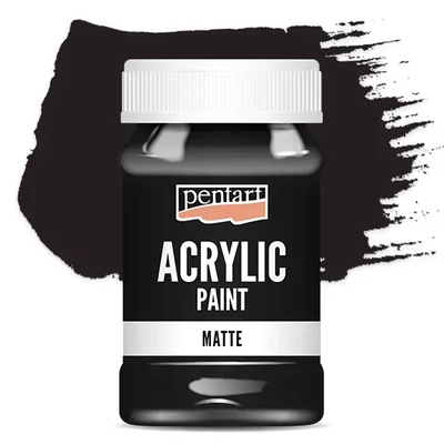 Vopsea acrilică Pentart mată, 100 ml - neagra