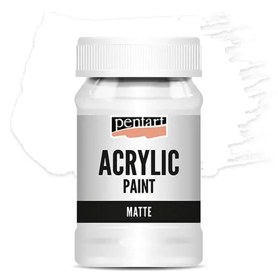 Vopsea acrilică Pentart mată, 100 ml - alb titan