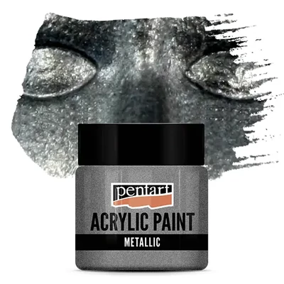 Vopsea acrilică metalizată Pentart, 50 ml - argint rococo