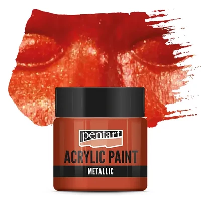 Vopsea acrilică metalizată Pentart, 50 ml - roșu-auriu