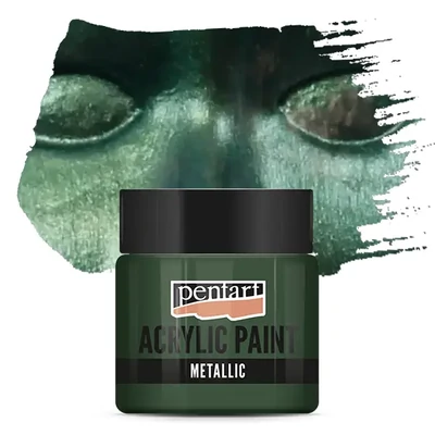 Vopsea acrilică metalizată Pentart, 50 ml - verde chihlimbar
