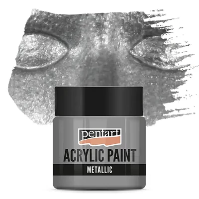 Vopsea acrilică metalizată Pentart, 50 ml - silver touch, adiere de argint