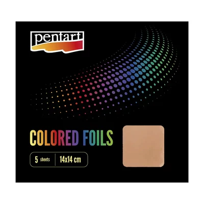Folie decorativă Pentart, 14 × 14 cm, 5 buc. – aur roz
