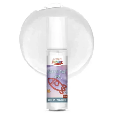 Pentart Junior Window Paint – vopsea sub formă de autocolant detașabil pentru geamuri, 20 ml – transparent