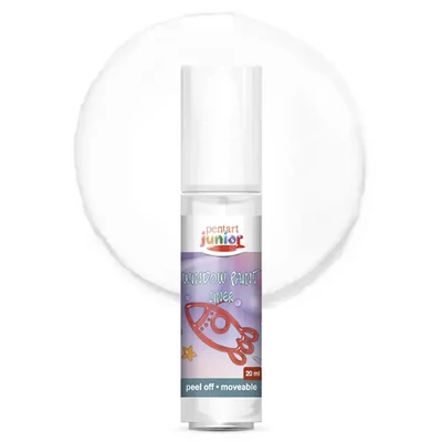 Pentart Junior Window Paint – vopsea sub formă de autocolant detașabil pentru geamuri, 20 ml –alb