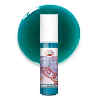 Pentart Junior Window Paint – vopsea sub formă de autocolant detașabil pentru geamuri, 20 ml – turcoaz