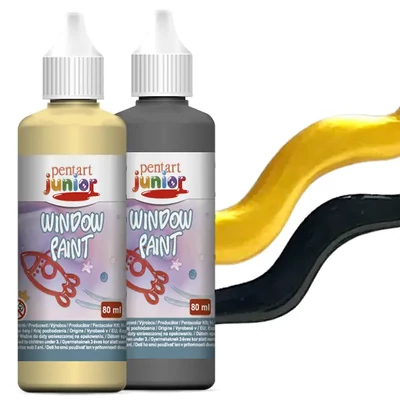 Pentart Junior Window Paint – vopsea pentru autocolante de sticlă detașabile, 80 ml – în diverse culori