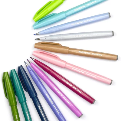 Pentel Brush Sign Pen marker pensulă  - culori diverse