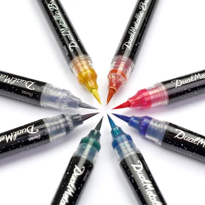 Pentel Dual Metallic Brush Pen marker pensulă , XGFH-DFX, portocaliu-galben metalizat