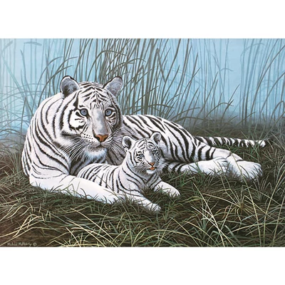 Set de colorat după numere, culori acrilice+pensulă, 29x39 cm - Tigru alb