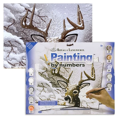 Set de colorat după numere, culori acrilice+pensulă, 29x39 cm - Cerb