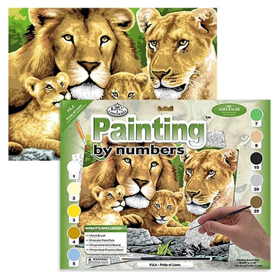 Set de colorat după numere, culori acrilice+pensulă, 29x39 cm - Lei
