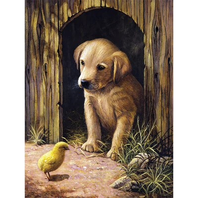 Set de colorat după numere, culori acrilice+pensulă, 22x30 cm - catelus Labrador